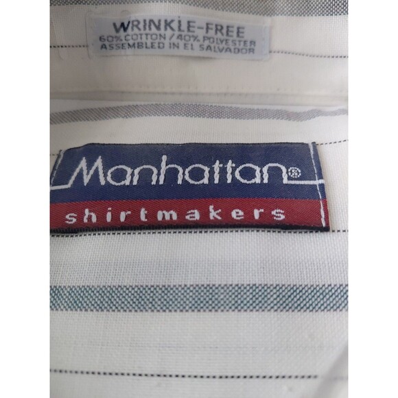 Manhattan Shirtmakers Wrinkle Free Long Sleeve Cotton Blend Men's Shirt 34/35 - Picture 9 of 9
